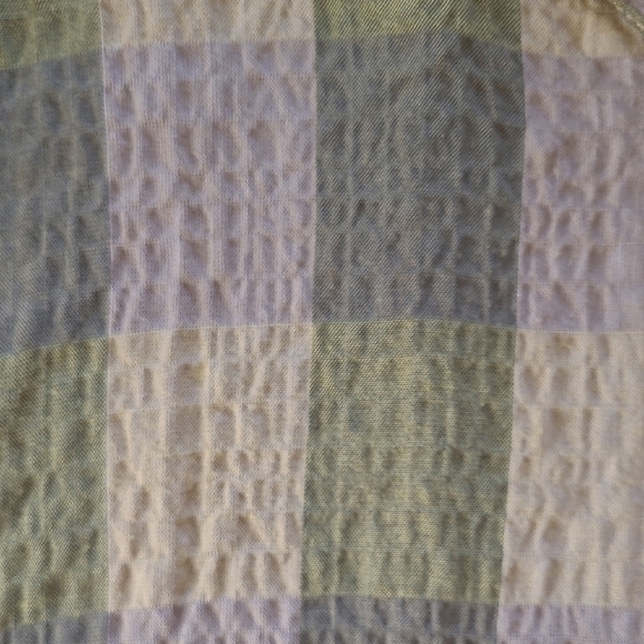 Jane + Delancey Mustard & Brown Gingham Plaid Gauzy Camp Shirt - Size L - Picture 3 of 8